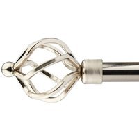 16-19mm Cage Extendable Eyelet Metal Curtain Pole Set - Satin Silver / 120cm - image 1