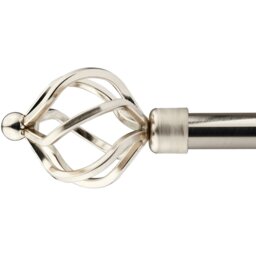 16-19mm Cage Extendable Eyelet Metal Curtain Pole Set - Satin Silver / 120cm - thumbnail 2
