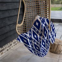 Tribal Art Ikat Ogee In Traditional Classic Blue Blanket - Blue - image 1