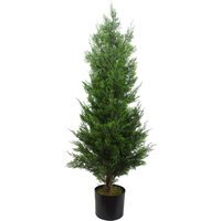 120cm Artificial Cedar Tree with Real Wood Trunk - Green