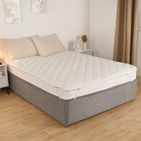 Soft Thermal Teddy Fleece Plush Mattress Topper - Cream / Double - image 1