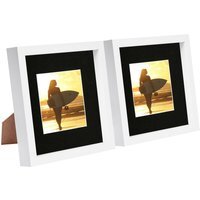 "8x8"" White 3D Box Photo Frame - 4x4"" Mount - Pack of 2 - White/Black" - thumbnail 1