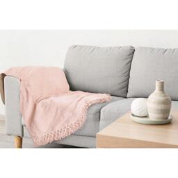 Darcy Tassel Blanket Throw - Blush  / 130x150cm - thumbnail 3