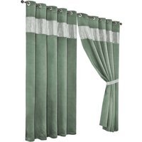 Diamante Blackout Eyelet Curtains - Sage Green / 167cm / 137cm