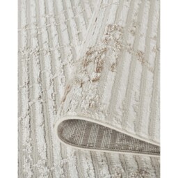 Perla Modern Abstract Linear Living Room Area Rug Metallic Sheen Molten-Beige - Beige / 220cm - thumbnail 4