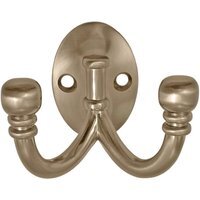 Antique Double Coat Hook - Nickel