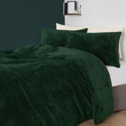 Teddy Fleece Duvet Cover Set - Forest Green / Superking - thumbnail 5