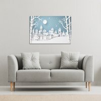 Winter Snow Urban Countryside Gallery Canvas - Blue / 31cm / 46cm - image 1