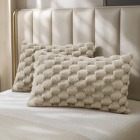 Soft Chunky Popcorn Thermal Teddy Reverse Pillowcase Pair - Beige