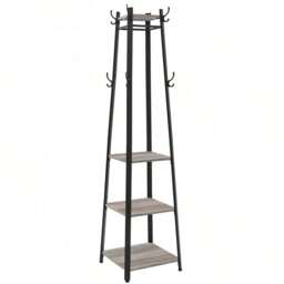 VASAGLE Coat Rack Stand with Shelves and Hooks - Brown - thumbnail 5