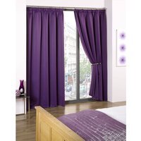 Woven Thermal Blackout Pencil Pleat Curtains - Amethyst / 183cm / 116cm