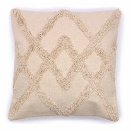 Classic Cream Cotton Cushion Cover Indian Geometric Decor - Cream - thumbnail 3
