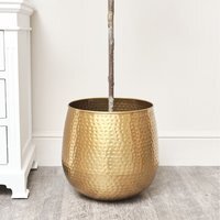 Large Hammered Metal Planter 40cm x 38cm - Gold