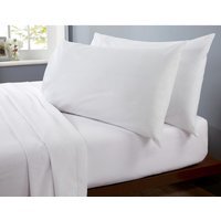 Flannelette Polycotton Soft Touch Fitted Sheet - White / Double