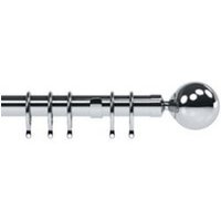 28mm Nikola Chrome Ball End Metal Curtain Pole Set - Chrome / 150cm