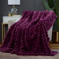 Chunky Ribbed Plush Throw Blanket Ultra-Soft and Cozy (150 x 200 cm) - Burgundy Red - image 1