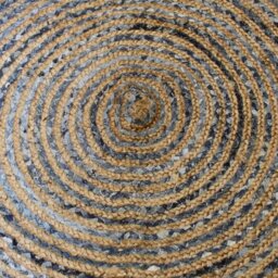 Handmade Round Jute Recycled Denim Rug Eco Friendly India - Multi - thumbnail 5