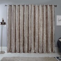 Sienna Pair of Crushed Velvet Fully Lined Eyelet Curtains - Natural Grey / 167cm / 182cm