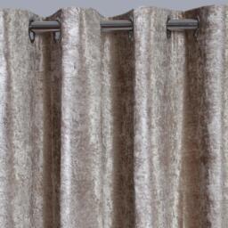 Sienna Pair of Crushed Velvet Fully Lined Eyelet Curtains - Natural Grey / 167cm / 182cm - thumbnail 3