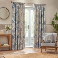 Ophelia Floral Jacquard Pencil Pleat Curtains - Wedgewood / 168cm / 229cm