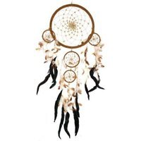 Large Handcrafted Bali Dreamcatcher - Cream Coffee, 32cm Ring - Multi