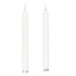 Set of 2 Twist Taper LED Candles - White or Ivory - thumbnail 4