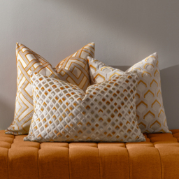 Lexington Velvet Jacquard Cushion - Gold - thumbnail 4