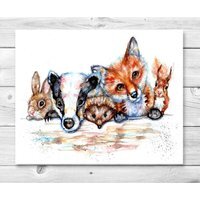 Woodland Pals Wildlife Art - Brown / 8 x 12 in