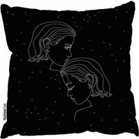 Gemini Zodiac Sign Outdoor Comfy Cushion - Black / 60cm - image 1