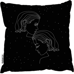 Gemini Zodiac Sign Outdoor Comfy Cushion - Black / 60cm - thumbnail 2