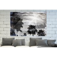 'Gold Silver ABD Black Palm' Graphic Art Wrapped on Canvas - Black / 152cm