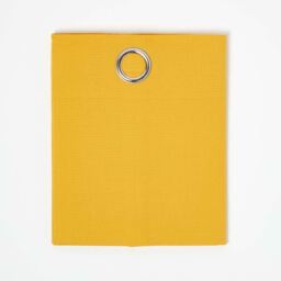 Homescapes Cotton Plain Ready Made Eyelet Curtain Pair - Mustard / 117cm / 137cm - thumbnail 2