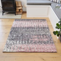 Super Soft Pink Grey Scandi Abstract Shaggy Area Rug - Blush / 220 x 160cm - thumbnail 2