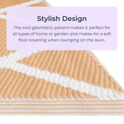 Outdoor Diamond Squares Camping Rug Mat - Orange & White - thumbnail 4