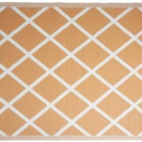 Outdoor Diamond Squares Camping Rug Mat - Orange & White - thumbnail 1