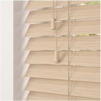 Fine Grain Faux Wood Venetian Blinds with Strings - Natural Oak / 160cm