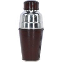 Leather-Wrapped Stainless Steel French Cocktail Shaker - Chestnut - image 1