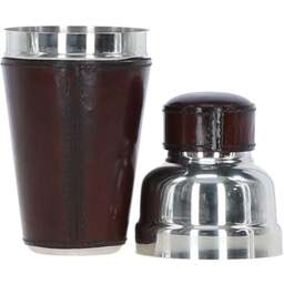 Leather-Wrapped Stainless Steel French Cocktail Shaker - Chestnut - thumbnail 2