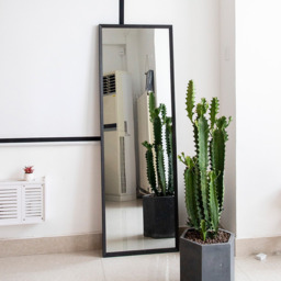 Full Length Wall Mirror with Wooden Frame - Black - thumbnail 2