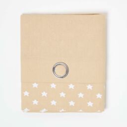 Cotton Stars Ready Made Eyelet Curtain Pair - Beige / 228cm / 117cm - thumbnail 2