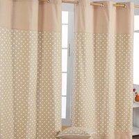 Cotton Stars Ready Made Eyelet Curtain Pair - Beige / 117cm / 228cm
