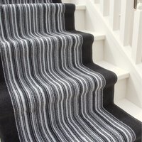Striped Cut To Measure Stair Carpet Runner 60cm Wide - Black & White / 792cm - image 1