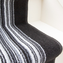 Striped Cut To Measure Stair Carpet Runner 60cm Wide - Black & White / 792cm - thumbnail 4