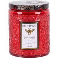 Soy Wax Scented Candle with Embossing Glass Cup - Red