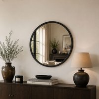 Classic Round Wall Mirror - Black / 70 x 70cm