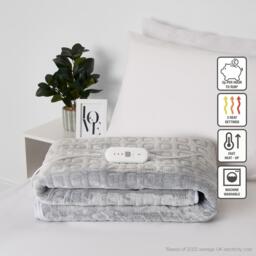 OHS Heated Electric Blanket Fleece Warm Winter Throw Bed, Charcoal - 130x160cm - Grey - thumbnail 2