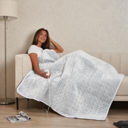 OHS Heated Electric Blanket Fleece Warm Winter Throw Bed, Charcoal - 130x160cm - Grey - thumbnail 3