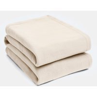 Plain Fleece Throw Blanket - Natural / 240cm