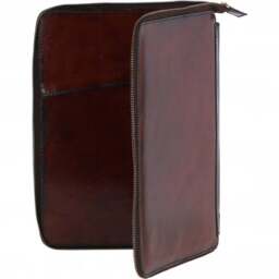 Premium Leather Zip Up Document Holder - Chestnut - thumbnail 5