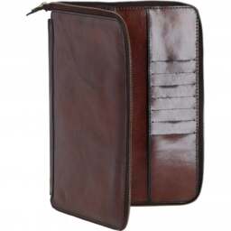 Premium Leather Zip Up Document Holder - Chestnut - thumbnail 3